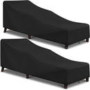 Patio Chaise Lounge Cover Water Resistant, 2 Pack of Pool Lounge Chair Covers for Outside Stackable Cushions and Outdoor Furniture, 80" x 30" x 26" H, Black