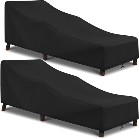 Patio Chaise Lounge Cover Water Resistant, 2 Pack of Pool Lounge Chair Covers for Outside Stackable Cushions and Outdoor Furniture, 80