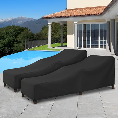 Patio Chaise Lounge Cover Water Resistant, 2 Pack of Pool Lounge Chair Covers for Outside Stackable Cushions and Outdoor Furniture, 80
