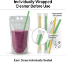 100PCS Drink Pouches with Side Straw Port, Resealable Leak-Resistant Beverage Bags with Straws & Funnel, 17oz Bulk Party Drink Containers for Cocktails, Juice & Slushies