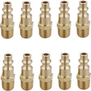 Brass 1/4-Inch NPT Male Industrial Air Hose Quick Connect Adapter, Air Coupler and Plug Kit, Air Compressor Fittings, 10pcs (Male NPT)