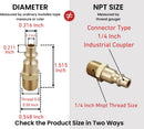 Brass 1/4-Inch NPT Male Industrial Air Hose Quick Connect Adapter, Air Coupler and Plug Kit, Air Compressor Fittings, 10pcs (Male NPT)