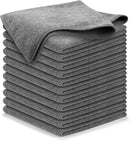 Microfiber Cleaning Cloth Grey - 12 Pcs (12.5"x12.5") - High Performance - 1200 Washes, Ultra Absorbent Microfiber Towel Weave Grime & Liquid for Streak-Free Mirror Shine - Car Washing Cloth