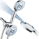 AquaCare As-Seen-On-TV High Pressure 48-setting Rain & Handheld 3-way Shower Head Combo - Anti-clog Nozzles/Tub, Tile & Pet Power Wash/Extra Long 6 ft. Hose/All Chrome Finish
