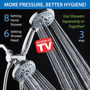AquaCare As-Seen-On-TV High Pressure 48-setting Rain & Handheld 3-way Shower Head Combo - Anti-clog Nozzles/Tub, Tile & Pet Power Wash/Extra Long 6 ft. Hose/All Chrome Finish