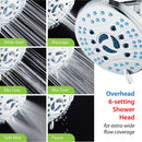 AquaCare As-Seen-On-TV High Pressure 48-setting Rain & Handheld 3-way Shower Head Combo - Anti-clog Nozzles/Tub, Tile & Pet Power Wash/Extra Long 6 ft. Hose/All Chrome Finish