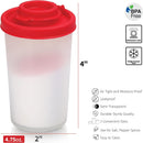 SIGNORAWARE Salt and Pepper Shakers Moisture Proof Set of 2 Large Salt Shaker to go Camping Picnic Outdoors Kitchen Lunch Boxes Travel Spice Set Clear with Red Covers Lids Plastic Airtight Dispenser