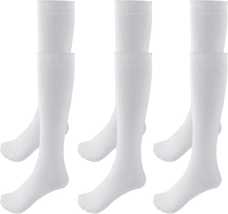 3 Pairs School Uniform Cotton Knee High Socks Athletic Sports Soccer Socks Tube Sock for Girls and Boys