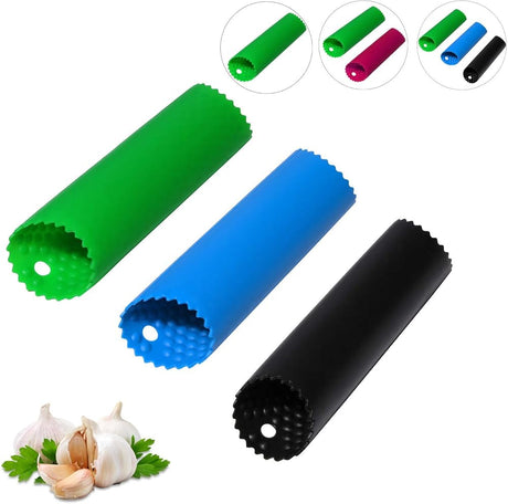 Garlic Peeler Skin Remover Roller Keeper,Easy Quick to Peeled Garlic Cloves with Silicone Tube Roller Garlic Peeling Kitchen Tool(3 Colors)