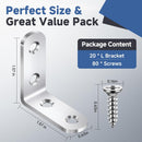 20PCS L Bracket Corner Brace Sets, Stainless Steel L Brackets for Wood Shelves, 90 Degree Right Angle Bracket with 80 Screws, Metal Corner Brackets for Furniture Cabinet Drawer Chair (1.57x1.57 in)