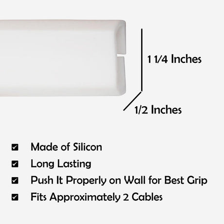 TV Cord Hider – Flexible Wall Cord Cover Low Profile Silicone Cable Raceway Self Adhesive Cut to Size Design for Hiding Wires on Wall Clean Home Setup Cable Concealment, White, 6 Feet