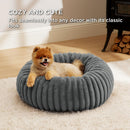 Calming Donut Pet Bed - Faux Rabbit Fur Soft Warm Round Cat Dog Bed - Plush Cozy Cuddler for Small Dogs Cats - Gray M 70cm