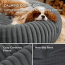 Calming Donut Pet Bed - Faux Rabbit Fur Soft Warm Round Cat Dog Bed - Plush Cozy Cuddler for Small Dogs Cats - Gray S 60cm