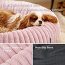 Calming Donut Pet Bed - Faux Rabbit Fur Soft Warm Round Cat Dog Bed - Plush Cozy Cuddler for Small Dogs Cats - Pink S 60cm