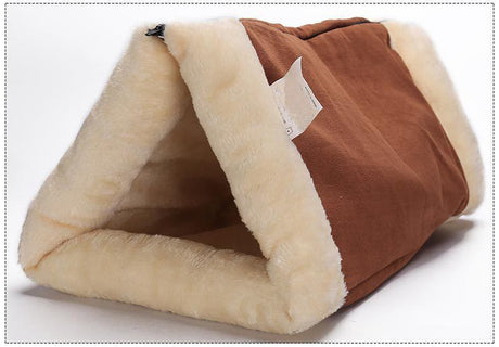 Cat Tunnel Bed 2-in-1 - Crinkle Sound Pet Tube with Crinkle Paper for Indoor Cats - Soft Plush Folding Cat Cave for Sleeping Playing - 90x57cm
