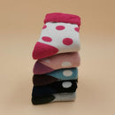 Wool Blend Terry Socks 5-Pack - Winter Thick Warm Mid Calf Crew Socks for Women - Polka Dot Pattern Cotton Socks - 5 Pairs