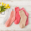 Wool Blend Terry Socks 5-Pack - Winter Thick Warm Mid Calf Crew Socks for Women - Solid Color Cotton Socks - 5 Pairs
