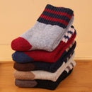 Wool Blend Terry Socks 5-Pack - Winter Thick Warm Mid Calf Crew Socks for Women - Two Stripe Pattern Cotton Socks - 5 Pairs