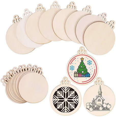 Christmas Tree Wood Slice Ornament - 100-Pack Natural Wooden Hanging Decor for Xmas Tree Holiday Party - Rustic Craft Gift with Jute Rope