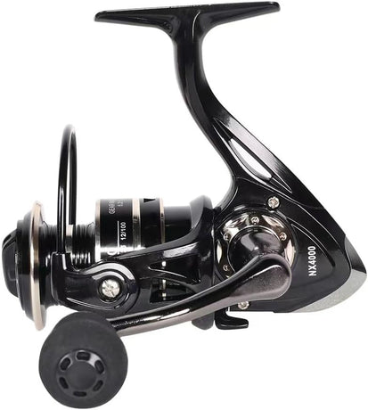 Spinning Reel, Fishing Reel,NX2000-NX7000 Series, Right/Left Handle, EVA Grip, Corrosion-Resistant, Aluminum Spool, Black