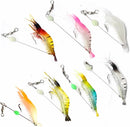 7Pcs Fishing Lures Shrimp Bait Set,Soft Bionic Lures, with Luminous Sharp Hooks for Freshwater Saltwater,Attract Bass, Trout, Catfish, Salmon