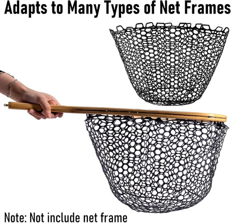 Fishing Nets Silicone Replacement Netting, Clear Black Fly Ice Net Landing Kayak Without Handle for Freshwater Saltwater Foldable Soft Flexible Trout Mesh 4025