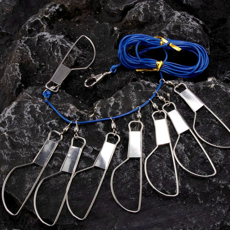 Fish Stringer 16ft/6.5ft, Fishing with Stainless Steel Swivels Snaps Lock and Heavy Duty Ground Pillar, Stringers Trout Gear for Bass Salmon Walleye 16ft 8 snaps