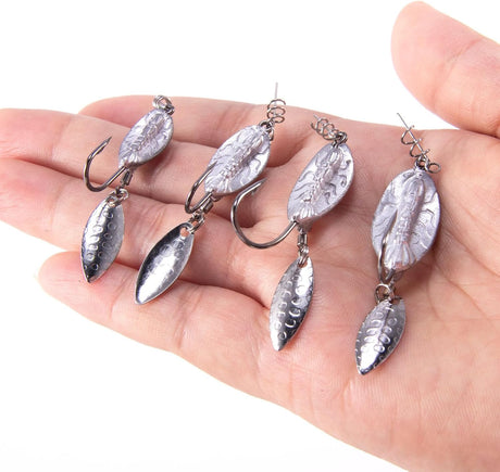 5-Pack Weighted Swimbait Hooks with Underspin, Pin Spring Fishing Hook Willow Spinner Blades Silver Gold, 1/7-3/8oz Bass Swivels Spinnerbait Weedless for Soft Lures 1/7oz