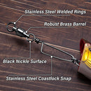 Fishing Snap Swivels, High Strength Ball Bearing Swivel with Stainless Steel Coastlock 26-503LB, Black Nickel Coating Corrosion Resistance Freshwater Saltwater