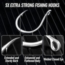 Fishing Circle Hooks 5X Strong Catfish Octopus Livebait Hooks, High Carbon Steel Welded Hook Jigging Replacement for Freshwater Saltwater Trolling Tackle Tuna, Marlin, Wahoo