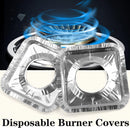 Gas Burner Liners (50 Pack) 8.5" Disposable Aluminium Foil Square Stove Covers - Range Protector to Catch Oil, Grease and Food Spills