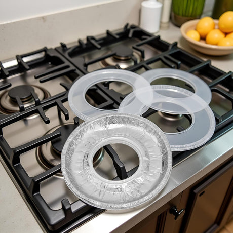 10 Pcs Round Aluminum Foil Stove Burner Covers Disposable Heavy Thick Quality Bib Liners Drip Pans Gas Range Top Protectors Accessories