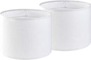 Set of 2 Pure White Linen Drum Lamp Shade 13" Top x Bottom 10" High (Spider) Contemporary Shades for Table Lamps & Bedside Replacement Lampshade - Petluno Assembly is Required White-Texture 13*13*10