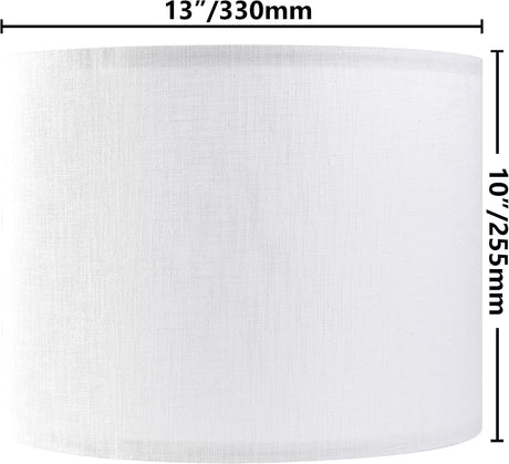 Set of 2 Pure White Linen Drum Lamp Shade 13