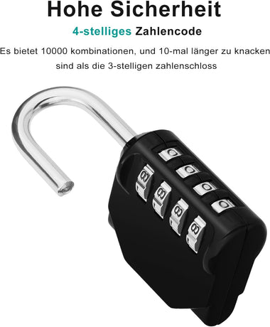 Petluno Padlock Numbers, 4-Digit Combination Lock, Weatherproof Lock for Outdoor Use (Black and Red) 2 Pieces, A-black&red 2P