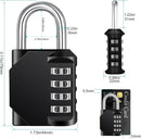 Petluno Padlock Numbers, 4-Digit Combination Lock, Weatherproof Lock for Outdoor Use (Black and Red) 2 Pieces, A-black&red 2P