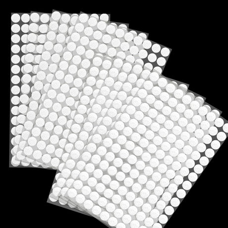 1008 Self-Adhesive Hook and Loop Dots - Petluno 10mm White Hook and Loop Stick on Dots, Round Hook and Loop Fasteners, Self Adhesive Hook and Loop Tape Strips for School Learning Materials, Christmas Cards, Binder Wallets 504