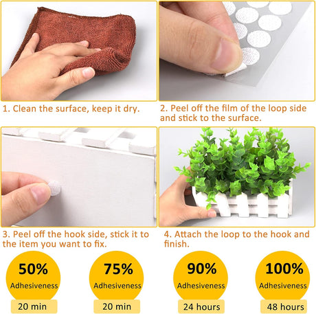 1008 Self-Adhesive Hook and Loop Dots - Petluno 10mm White Hook and Loop Stick on Dots, Round Hook and Loop Fasteners, Self Adhesive Hook and Loop Tape Strips for School Learning Materials, Christmas Cards, Binder Wallets 504