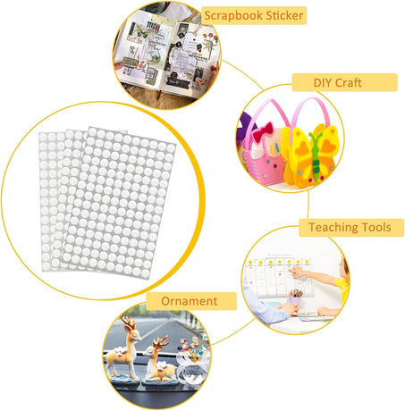 1008 Self-Adhesive Hook and Loop Dots - Petluno 10mm White Hook and Loop Stick on Dots, Round Hook and Loop Fasteners, Self Adhesive Hook and Loop Tape Strips for School Learning Materials, Christmas Cards, Binder Wallets 504