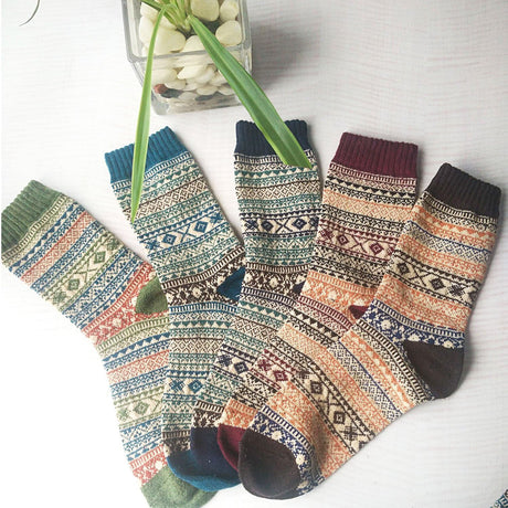 5 Pairs Women's Thermal Wool Socks Warm Knit Ladies for Winter, One Size, A6