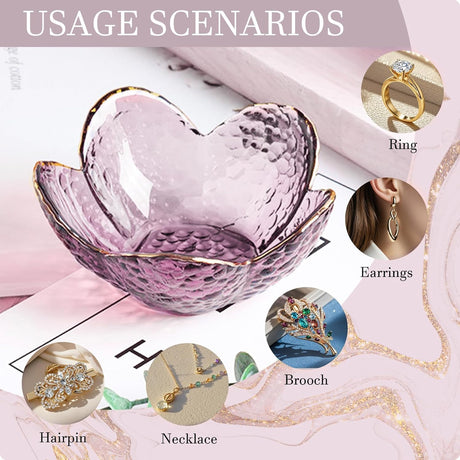 Gifts For Women Trinket Dish Unique Birthday New Home Her Jewellery Tray Cute Room Decor Aesthetic Bedroom Accessories Ring Holders Small Friendship Christmas House Warming Purple-9cm