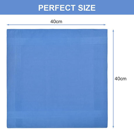 Petluno Men's Cotton Gents Hankies Set, 12 Pack Large Handkerchiefs, Premium Pocket Squares for Men & Women, Classic Grooms, Weddings, Prom, Party 12PCS-4 Colors-D