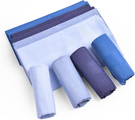 Petluno Men's Cotton Gents Hankies Set, 12 Pack Large Handkerchiefs, Premium Pocket Squares for Men & Women, Classic Grooms, Weddings, Prom, Party 12PCS-4 Colors-D
