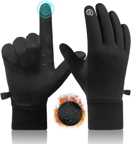 Petluno Winter Warm Gloves, Windproof Water-Resistant Thermal Gloves Anti-slip Touch Screen Cycling for Men Women Hiking Climbing Riding Bike Outdoor Sports Black M