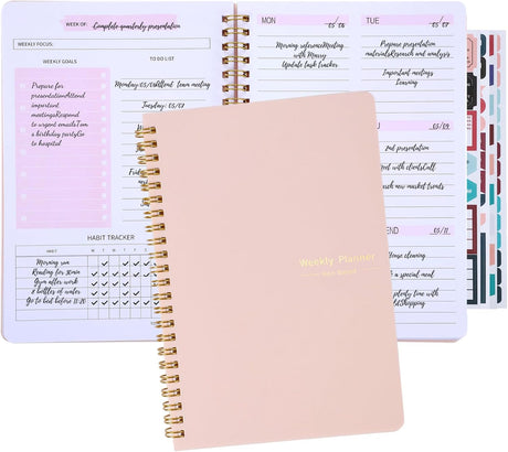 To Do List Notebook, A5 Weekly Planner Undated, Planning Pad Checklist Productivity Organizer 52 Pages for Students, Work, Fitness (Pink) Pink
