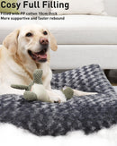 Petluno Large Dog Bed Washable, Calming Crate Mattress with Non Skid Bottom, Fluffy Anti Anxiety Beds, Pet Pillow Cushion, Dark Grey, 90x60x8cm Grey 90 x 60 8 cm (L W H)