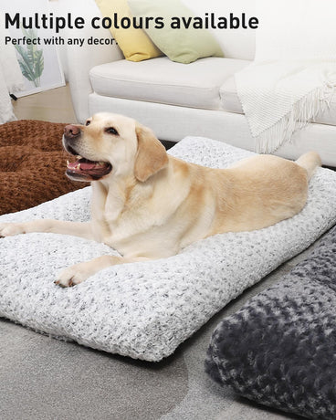 Petluno Large Dog Bed Washable, Calming Crate Mattress with Non Skid Bottom, Fluffy Anti Anxiety Beds, Pet Pillow Cushion, Dark Grey, 90x60x8cm Grey 90 x 60 8 cm (L W H)