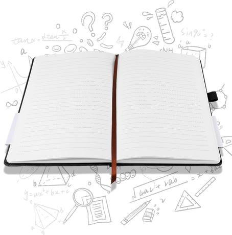 A5 Notebook, Notebook Note Book Pad Journal Notepad PU Leather for Office School Home Business Writing & Taking 200 Pages (100 Sheets)- Black