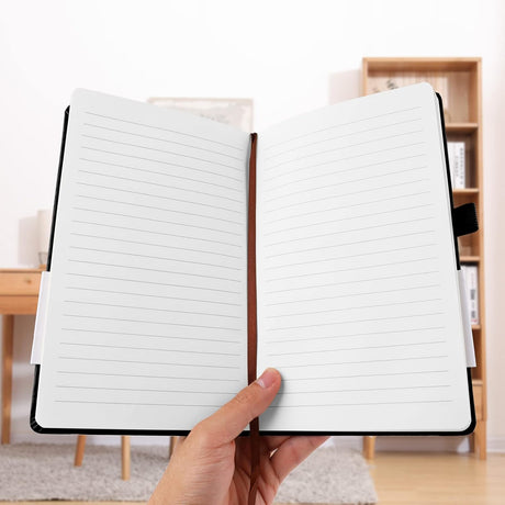 A5 Notebook, Notebook Note Book Pad Journal Notepad PU Leather for Office School Home Business Writing & Taking 200 Pages (100 Sheets)- Black