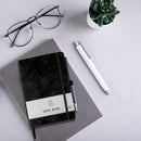 A5 Notebook, Notebook Note Book Pad Journal Notepad PU Leather for Office School Home Business Writing & Taking 200 Pages (100 Sheets)- Black
